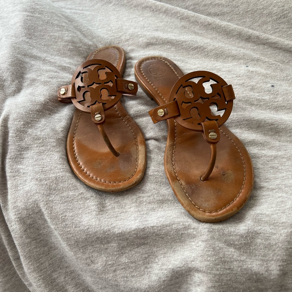 Tory Burch Miller Sandals - Brown Leather